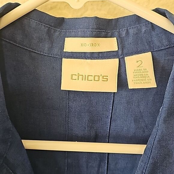 Chicos No-Iron Linen Loop-Back Tunic in blue 2 / Large - Picture 5 of 10